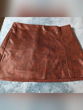 Brown Faux Leather Mini Skirt